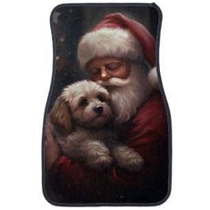 Cockapoo With Santa Claus Festive Christmas Car Floor Mat