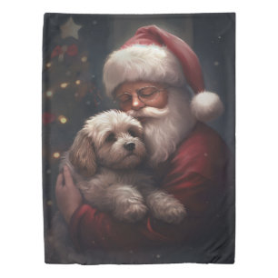 Cockapoo With Santa Claus Festive Christmas Duvet Cover
