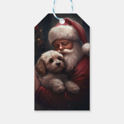 Cockapoo With Santa Claus Festive Christmas  Gift Tags