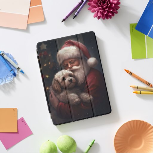 Cockapoo With Santa Claus Festive Christmas  iPad Air Cover