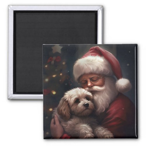 Cockapoo With Santa Claus Festive Christmas  Magnet