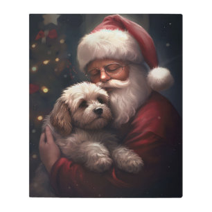 Cockapoo With Santa Claus Festive Christmas  Metal Print