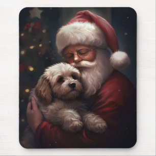 Cockapoo With Santa Claus Festive Christmas  Mouse Pad