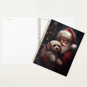 Cockapoo With Santa Claus Festive Christmas Planner
