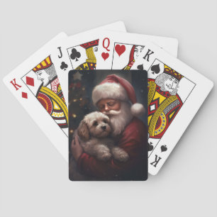 Cockapoo With Santa Claus Festive Christmas Poker Cards