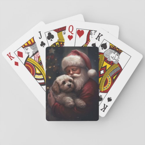 Cockapoo With Santa Claus Festive Christmas  Poker Cards