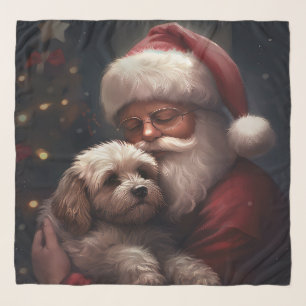 Cockapoo With Santa Claus Festive Christmas Scarf
