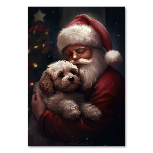Cockapoo With Santa Claus Festive Christmas  Table Number