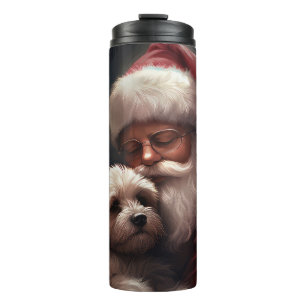 Cockapoo With Santa Claus Festive Christmas  Thermal Tumbler