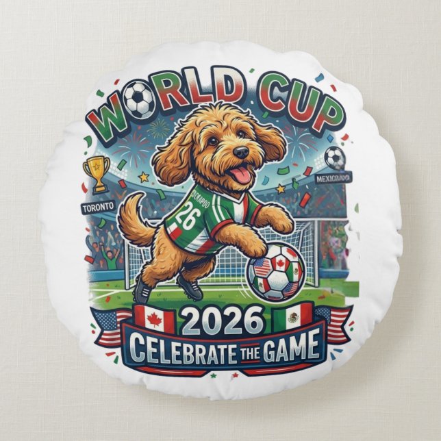 Cockapoo World Cup 2026 Round Pillow (Front)