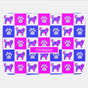 CockapooDog & Paw Hot Pink and Blue Pet Baby Blanket