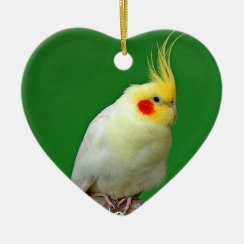 Cockatiel bird beautiful photo heart ornament
