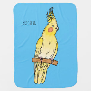 Cockatiel bird cartoon illustration baby blanket