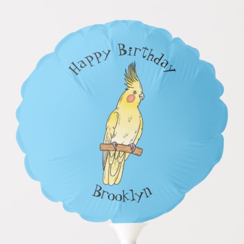 Cockatiel bird cartoon illustration   balloon