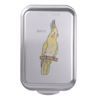 Cockatiel bird cartoon illustration  cake pan