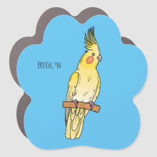 Cockatiel bird cartoon illustration  car magnet