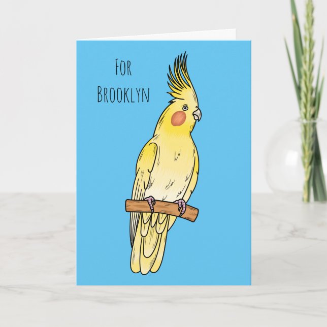 Cockatiel bird cartoon illustration  card (Front)