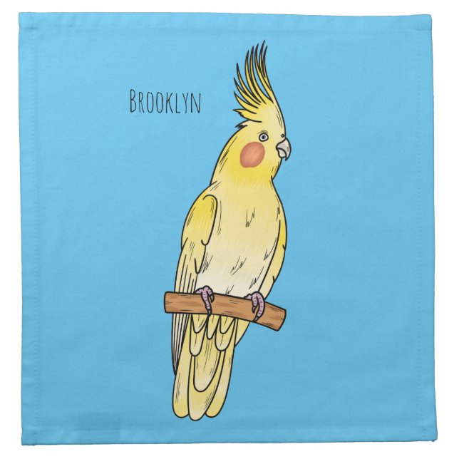 Cockatiel bird cartoon illustration  cloth napkin (Front)