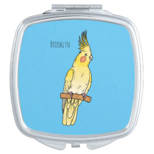 Cockatiel bird cartoon illustration compact mirror