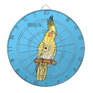 cockatiel bird cartoon illustration dart board