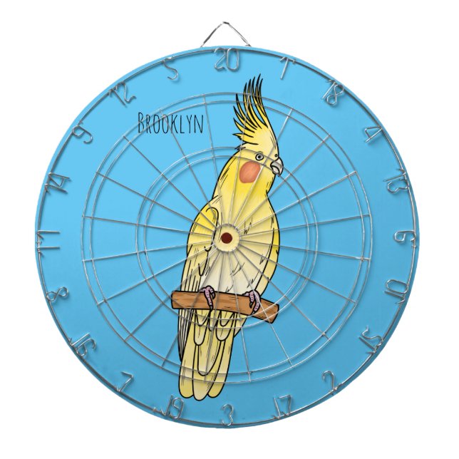 cockatiel bird cartoon illustration dart board (Front)