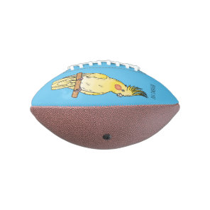 Cockatiel bird cartoon illustration football