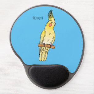 Cockatiel bird cartoon illustration gel mouse pad