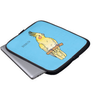 Cockatiel bird cartoon illustration laptop sleeve
