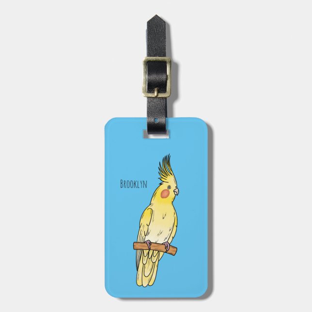 Cockatiel bird cartoon illustration  luggage tag (Front Vertical)