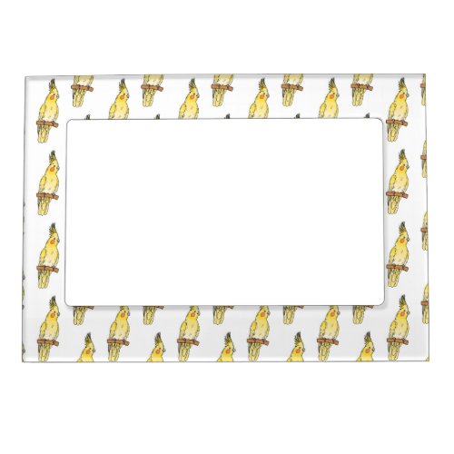 Cockatiel bird cartoon illustration magnetic frame