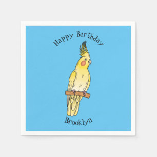 Cockatiel bird cartoon illustration   napkins