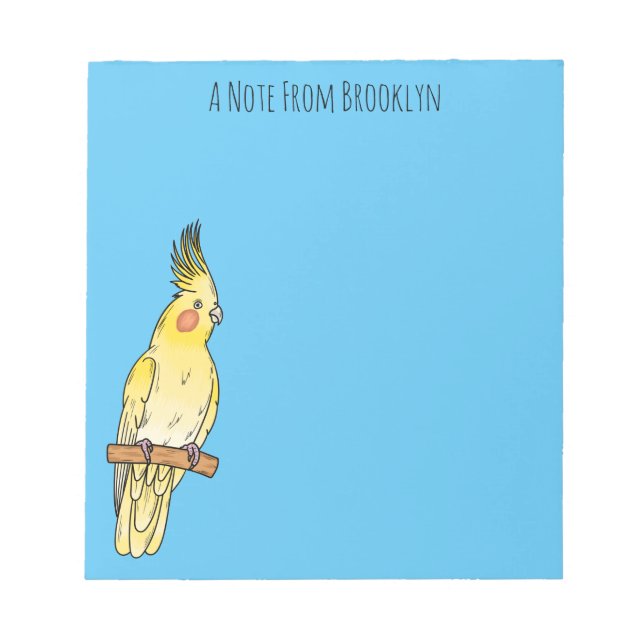 Cockatiel bird cartoon illustration notepad (Front)