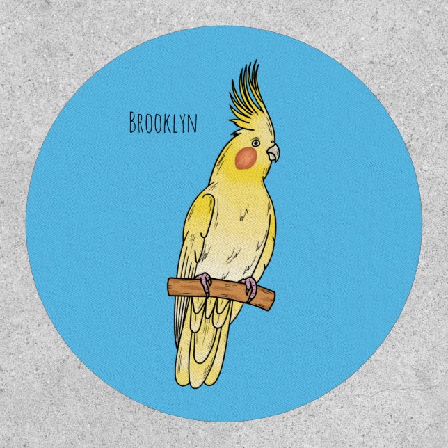 Cockatiel bird cartoon illustration  patch (Front)