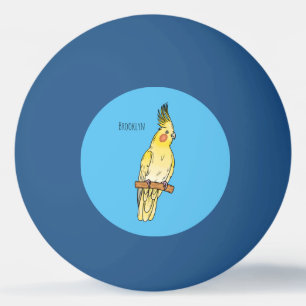 Cockatiel bird cartoon illustration ping pong ball