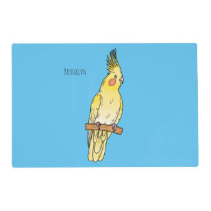 Cockatiel bird cartoon illustration placemat
