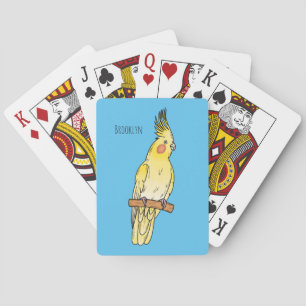 Cockatiel bird cartoon illustration poker cards
