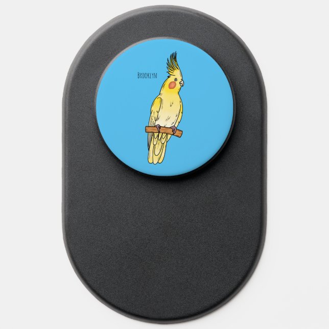 Cockatiel bird cartoon illustration PopSocket (Popsocket)