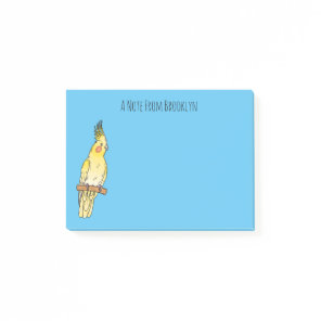Cockatiel bird cartoon illustration post-it notes