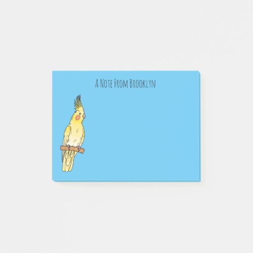 Cockatiel bird cartoon illustration post_it notes