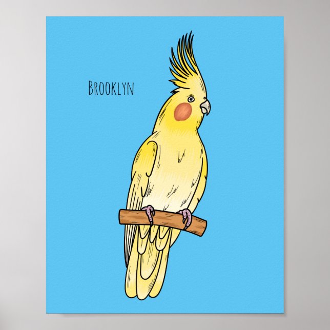 Cockatiel bird cartoon illustration  poster (Front)