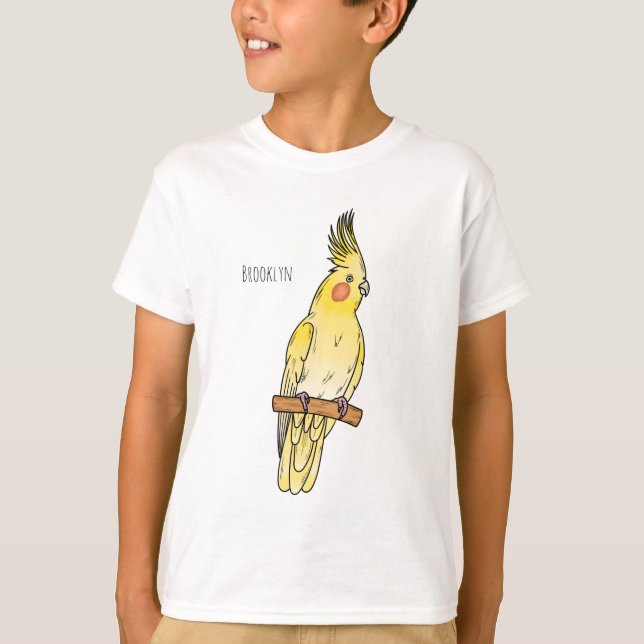 Cockatiel bird cartoon illustration  T-Shirt (Front)