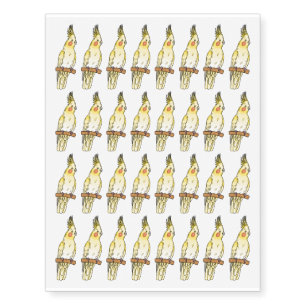 Cockatiel bird cartoon illustration temporary tattoos