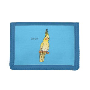 Cockatiel bird cartoon illustration  tri-fold wallet
