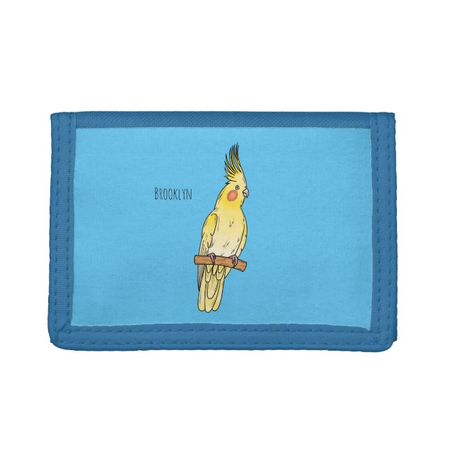 Cockatiel bird cartoon illustration  trifold wallet (Front)