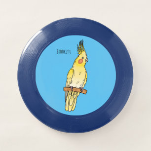 Cockatiel bird cartoon illustration Wham-O frisbee