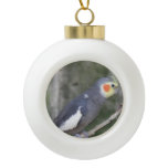Cockatiel Bird Ceramic Ball Christmas Ornament
