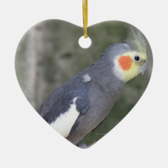 Cockatiel Bird Ceramic Ornament (Front)