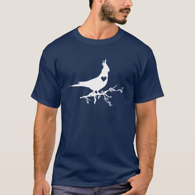 Cockatiel Bird On Branch Silhouette Heart boy T-Shirt (Front)