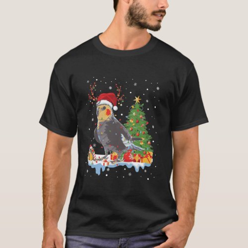 Cockatiel Bird Santa Christmas Tree Lights Funny X T_Shirt