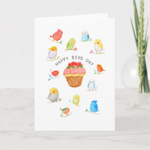 Cockatiel, Budgie, Cardinal, Blue jay Birthday  Card